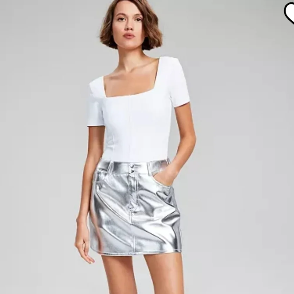 And Now This Metallic Faux Leather Mini Skirt NWT!
